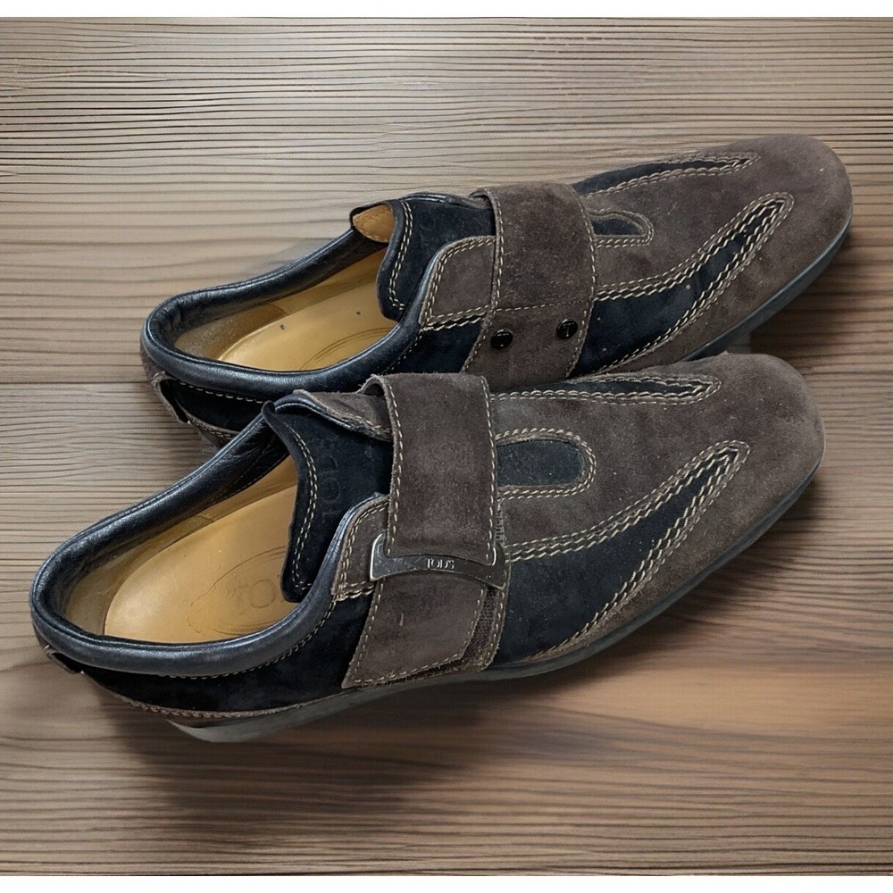 Tods Gommino Driving Shoes EU 38.5 US 7 Brown Suede Leather Loafers Buckle Italy
